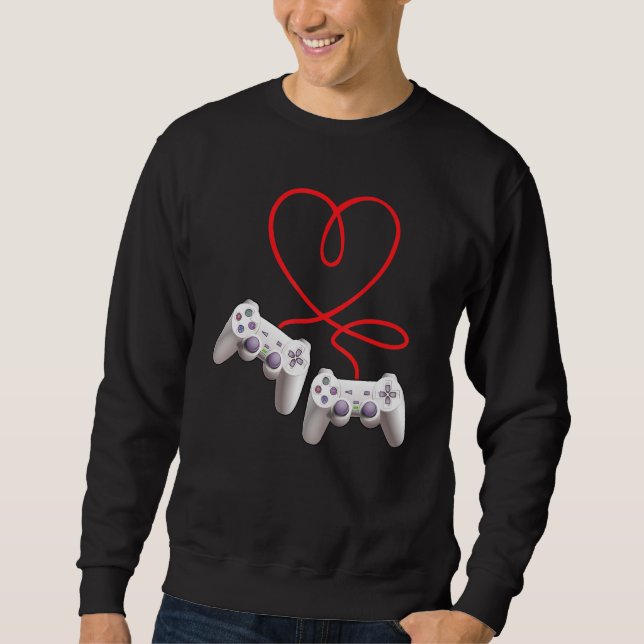 Video Gamer Heart Controller Valentine's Day  Kids Sweatshirt (Vorderseite)