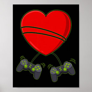 Video Gamer Heart Controller Valentinstag Boys Poster