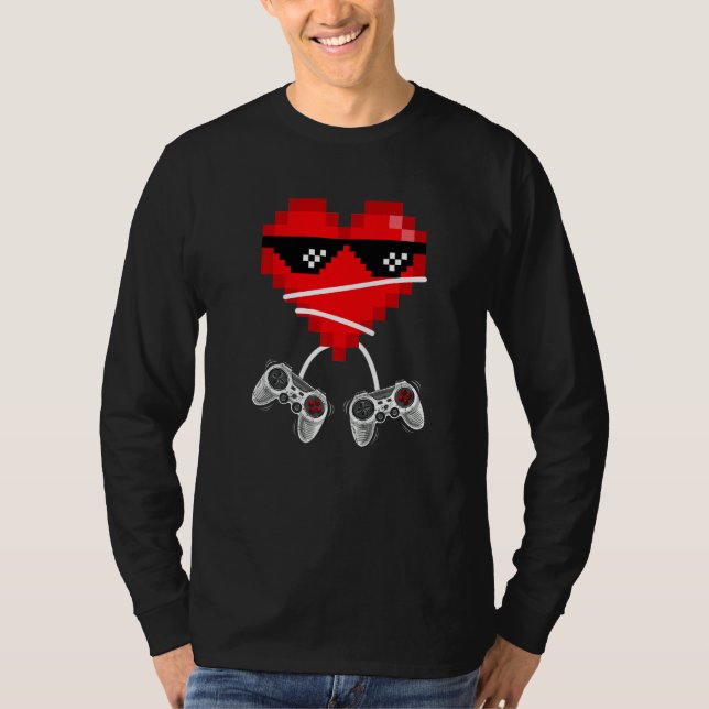 Video Gamer Heart Controllers Valentines Day Boys  T-Shirt (Vorderseite)