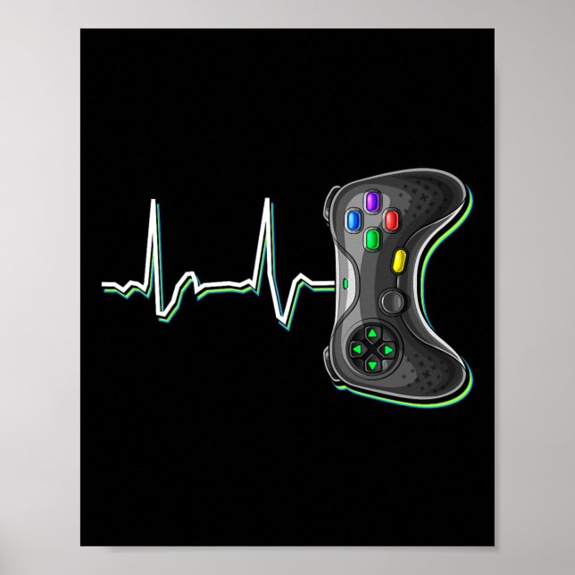 Video Gamer Heartbeat Video Game Controller Gesche Poster (Vorne)