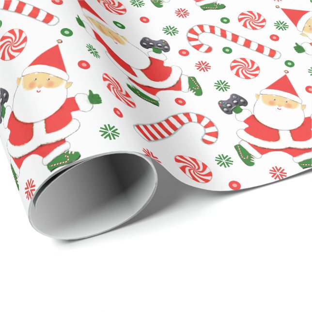 Video Gamer Holiday Geschenk Geschenkpapier (Rolleneckpunkt)