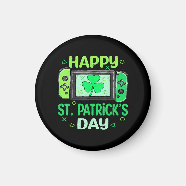 Video Gamer Kleeblatt Happy St Patricks Day Magnet (Vorne)