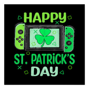 Video Gamer Kleeblatt Happy St Patricks Day Poster