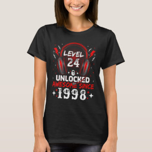 Video Gamer Level 24 Unlocked Awesome 1998 24th Bi T-Shirt