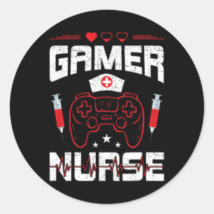 Video-Gamer-Spiele für Krankenschwester 1 Runder Aufkleber