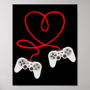 Video Gamer Valentinstag T - Shirt mit Controller Poster