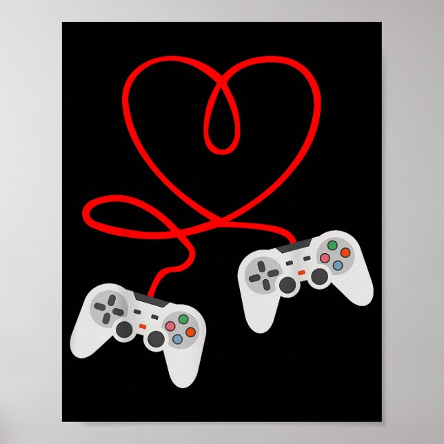 Video Gamer Valentinstag T - Shirt mit Controller Poster (Vorne)