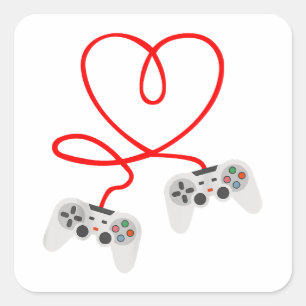 Video Gamer Valentinstag T - Shirt mit Controller Quadratischer Aufkleber