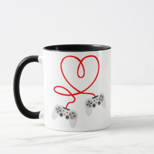 Video Gamer Valentinstag T - Shirt mit Controller Tasse