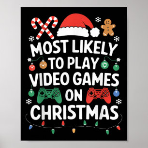 Video Games Christmas Gaming Controller Boys Kinde Poster