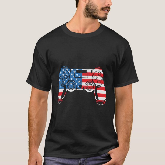 Video Games Controller 4. Juli US-Amerikaner T-Shirt (Vorderseite)