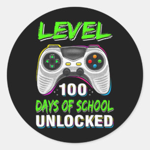 Video Games Level 100 Days of School Unlocks Runder Aufkleber