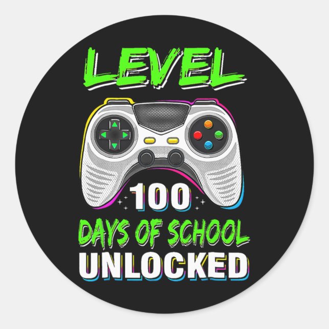 Video Games Level 100 Days of School Unlocks Runder Aufkleber (Vorderseite)