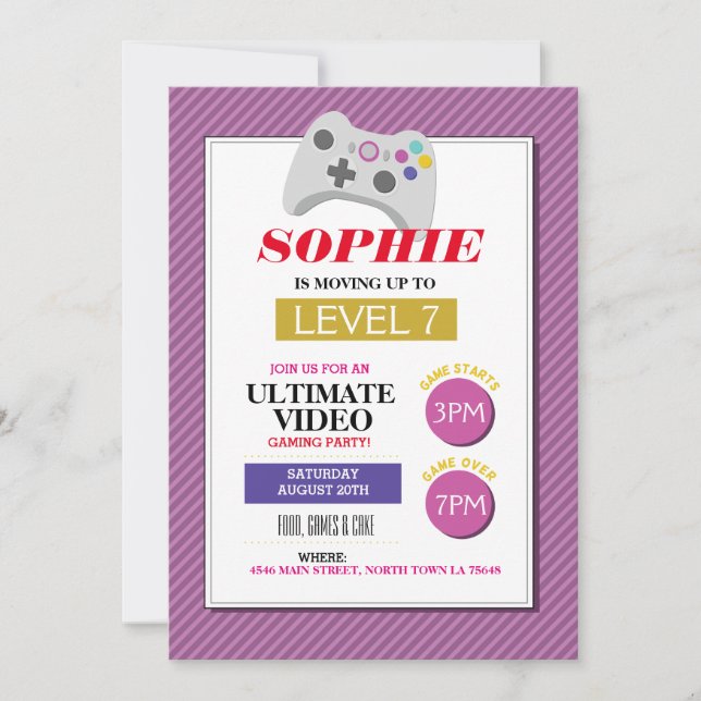 Video Gaming Party Game Pink Trucks Girls Einladun Einladung