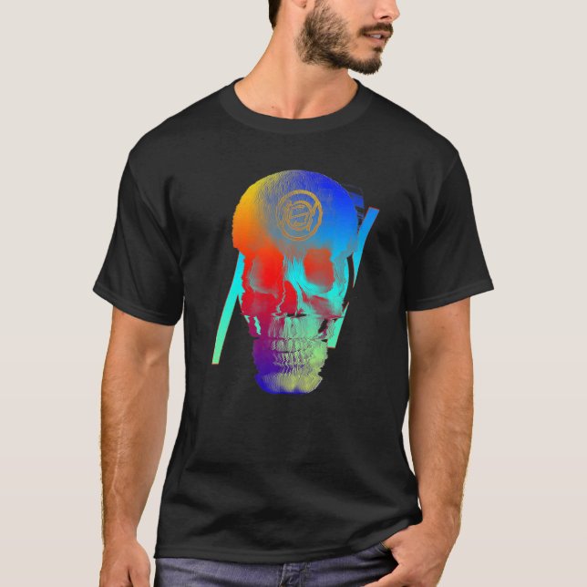 Video Glitch Skull Retro T-Shirt (Vorderseite)