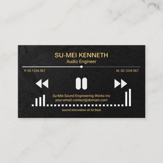 Video Sound Display Black Grunge Sound Engineer Visitenkarte (Vorderseite)