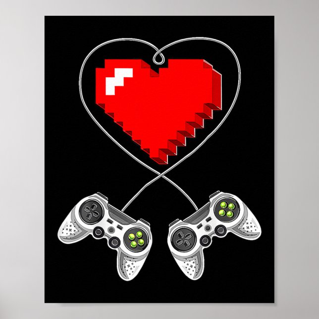 Video-Spiel-Controller-Herz-Gamer-Geschenkboten Poster (Vorne)