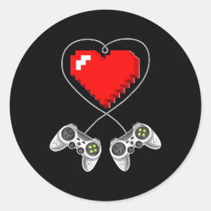 Video-Spiel-Controller-Herz-Gamer-Geschenkboten Runder Aufkleber