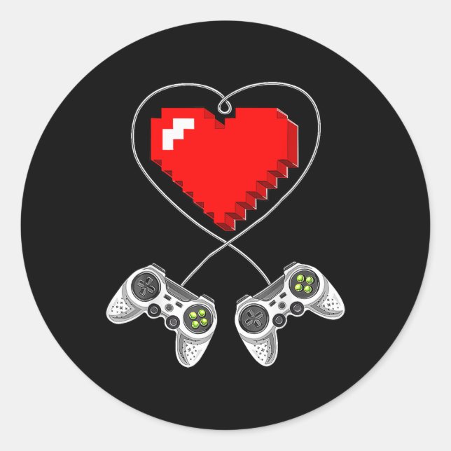 Video-Spiel-Controller-Herz-Gamer-Geschenkboten Runder Aufkleber (Vorderseite)