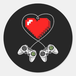 Video-Spiel-Controller-Herz-Gamer-Geschenkgutschei Runder Aufkleber