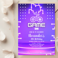 Video-Spiel-Geburtstagsfeier Neon-Game-On-Level-Up