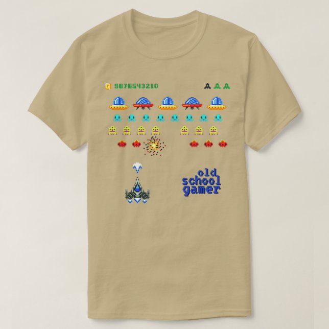 Video-Spiel im Retro Space Arcade-Bereich T-Shirt (Design vorne)