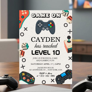 Video-Spiel Level Up Gamer Geburtstagseinladung Einladung