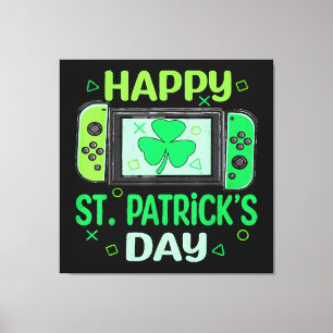 Video-Spieler Shamrock Frohen St. Patrick's Day Leinwanddruck