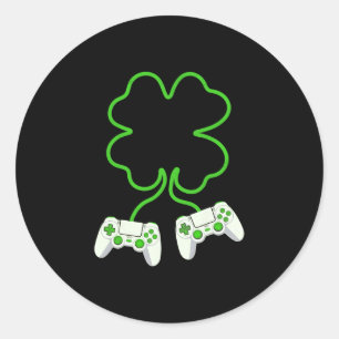 Video-Spieler St. Patricks Day Kleeblatt Mit Contr Runder Aufkleber