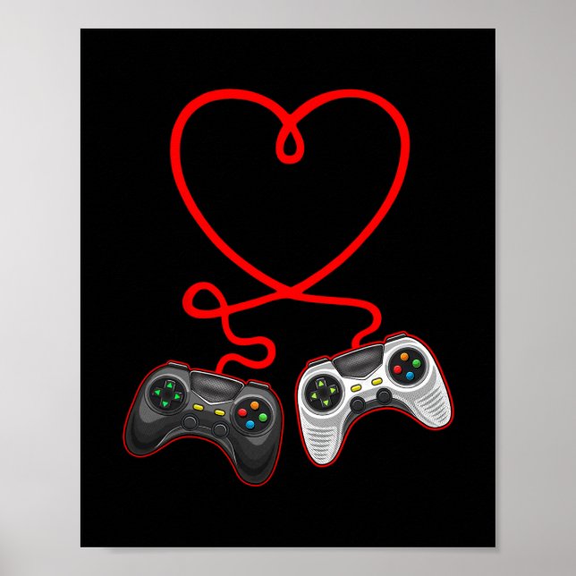 Video-Spieler Valentinstag mit Controllern Herz  Poster (Vorne)