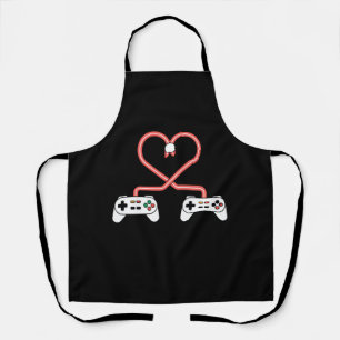 Video-Spieler Valentinstag mit Controllern Herz Schürze