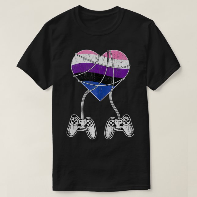 VideoGame Controller Genderfluid Pride Gaming LGBT T-Shirt (Design vorne)