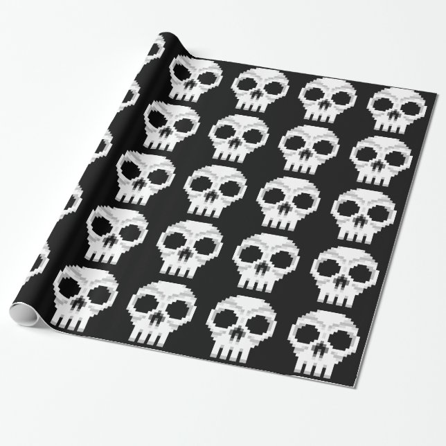 Videogame Death Skull - Pixel Art Geschenkpapier (Ungerollt)