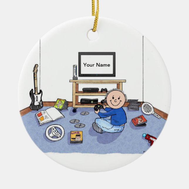 VideoGamer - Mann Keramik Ornament (Vorne)