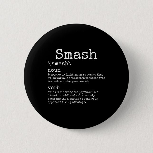 Videogames Smash Definition Funny Video Game Gamer Button (Vorderseite)
