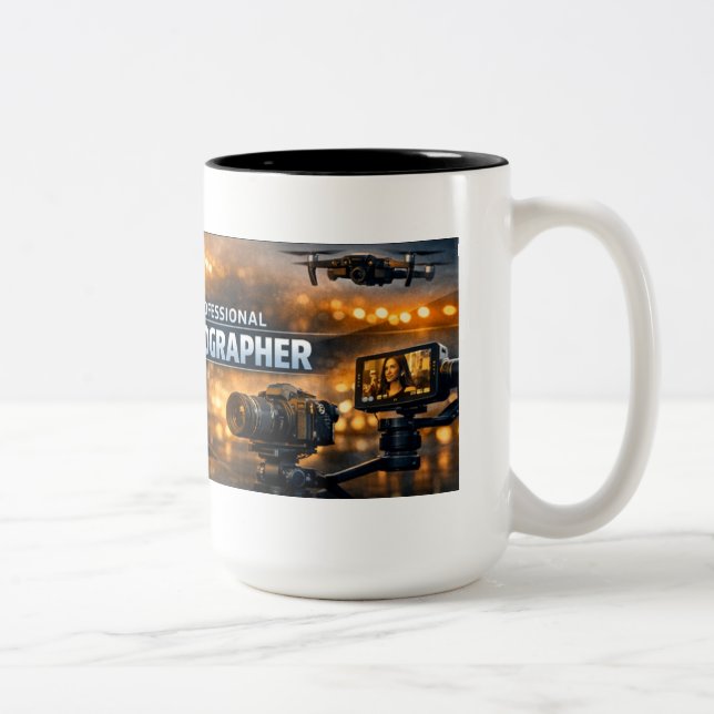 Videograf mit Aktion Zweifarbige Tasse (Rechts)