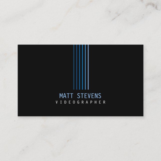 Videographer Business Card Blue Beams Visitenkarte (Vorderseite)