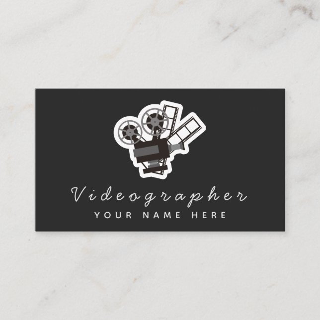 Videographin Simple Black & White Social Media Visitenkarte (Vorderseite)