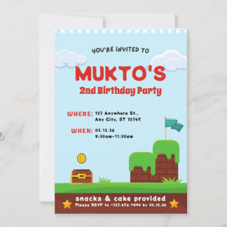 Videospiel 2. Geburtstags-Party | Vorlage bearbeit