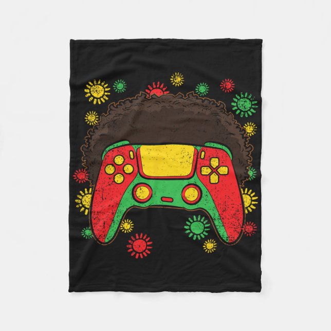 Videospiel-Controller Afro Black History Month Gam Fleecedecke (Vorderseite)