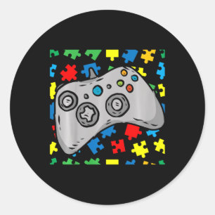 Videospiel-Controller Autismus Awareness Puzzle Pi Runder Aufkleber
