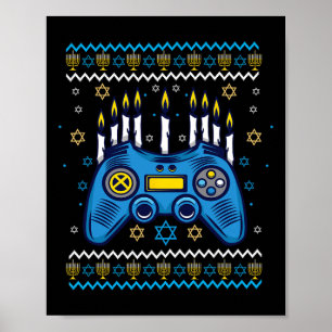 Videospiel-Controller Chanukka-Menora-Kerzen Jude Poster