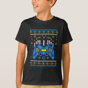 Videospiel-Controller Chanukka-Menora-Kerzen Jude T-Shirt