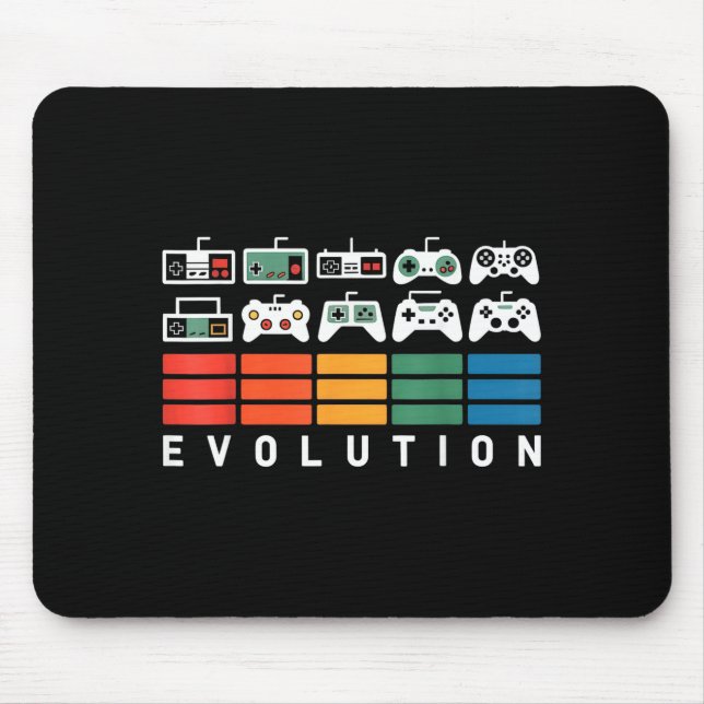 Videospiel-Controller-Evolution 80er 90er Retro-Ga Mousepad (Vorne)