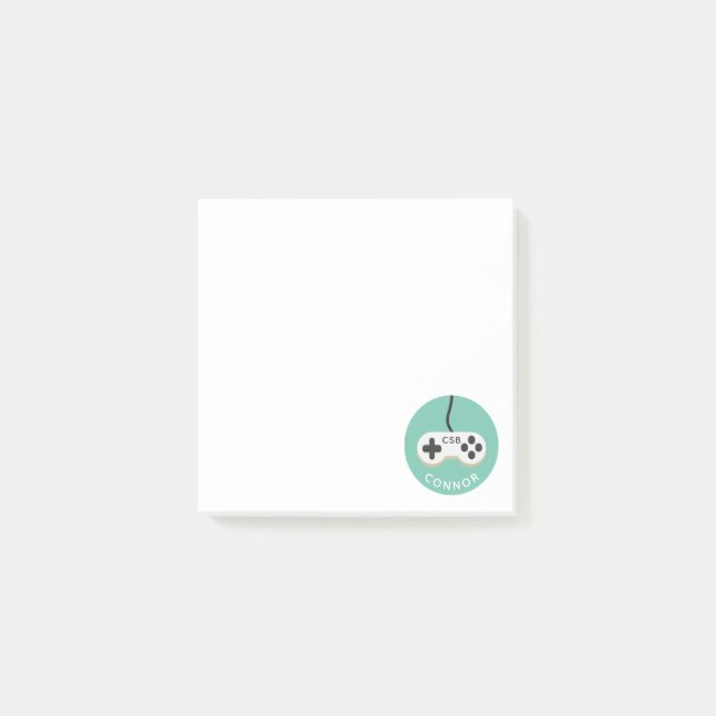 Videospiel-Controller Gamer Monogramm Kinder Post-it Klebezettel (Vorderseite)