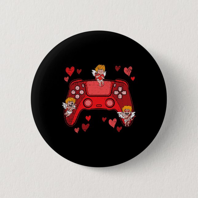 Videospiel-Controller Herz Valentinstag Cute Ga Button (Vorderseite)