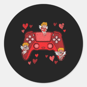 Videospiel-Controller Herz Valentinstag Cute Ga Runder Aufkleber