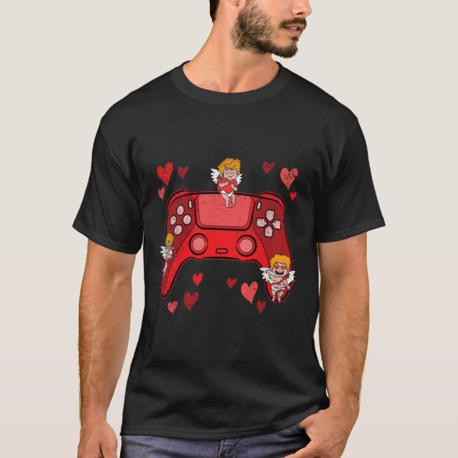Videospiel-Controller Herz Valentinstag Cute Ga T-Shirt (Vorderseite)