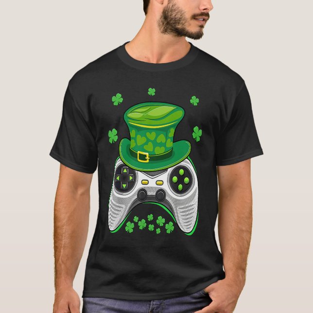 Videospiel-Controller irische Gamer-Jungs St. Patr T-Shirt (Vorderseite)