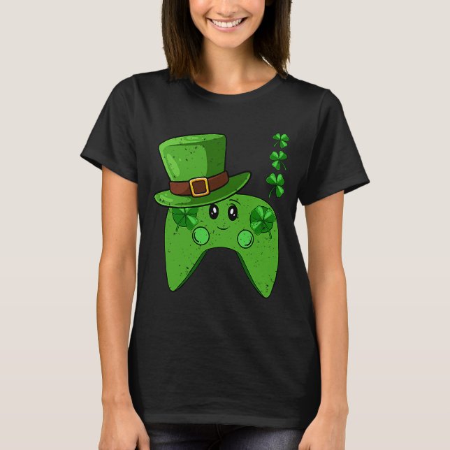 Videospiel-Controller-Kleeblatt St Patricks Day Ga T-Shirt (Vorderseite)